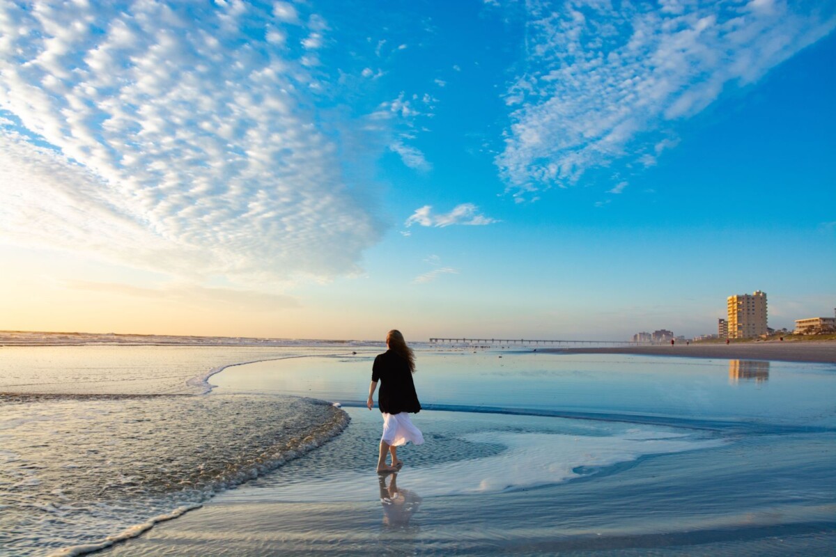 woman walking on jacksonville beach